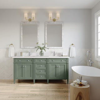 72 Inch Brittany Freestanding Vanity in Smokey Celadon / White Zeus Top