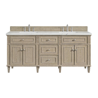 72 Inch Lorelai Freestanding Vanity in Whitewashed Oak / Ethereal Noctis Top
