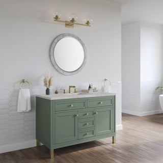 48 Inch Chicago Freestanding Vanity in Smokey Celadon / Victorian Silver Top