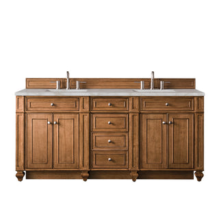 72 Inch Bristol Freestanding Vanity in Saddle Brown / Victorian Silver Top