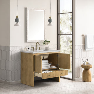 36 Inch Hudson Freestanding Vanity in Light Natural Oak / Victorian Silver Top