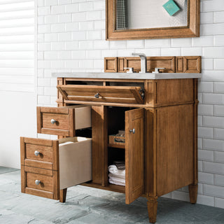 30 Inch Brittany Freestanding Vanity in Saddle Brown / Victorian Silver Top