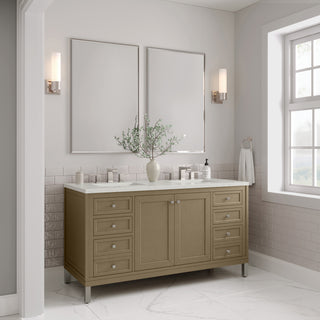60 Inch Chicago Freestanding Vanity in Walnut Whisper / Lime Delight Top
