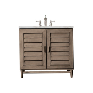 36 Inch Portland Freestanding Vanity in Whitewashed Walnut / Victorian Silver Top