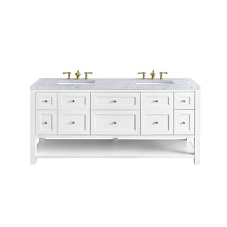 72 Inch Breckenridge Freestanding Vanity in Bright White / Carrara White Top