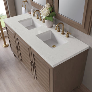 60 Inch Portland Freestanding Vanity in Whitewashed Walnut / Lime Delight Top