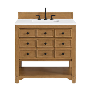 36 Inch Malibu Freestanding Vanity in Amber Birch / White Zeus Top