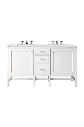 60 Inch Addison Freestanding Vanity in Glossy White / Ethereal Noctis Top
