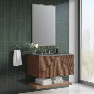 36 Inch Marcello Floating Vanity in Chestnut / Charcoal Soapstone Top