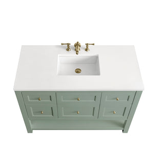 48 Inch Breckenridge Freestanding Vanity in Smokey Celadon / White Zeus Top