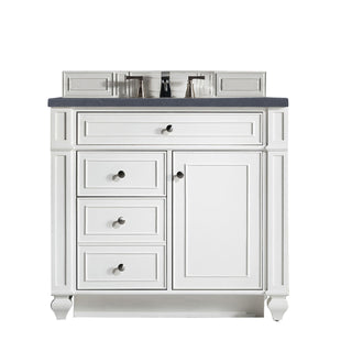 36 Inch Bristol Freestanding Vanity in Bright White / Charcoal Soapstone Top