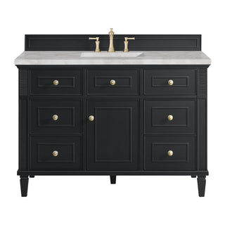 48 Inch Lorelai Freestanding Vanity in Black Onyx / Victorian Silver Top