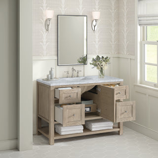 48 Inch Breckenridge Freestanding Vanity in Whitewashed Oak / Carrara White Top