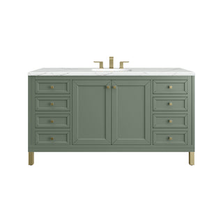60 Inch Chicago Freestanding Vanity in Smokey Celadon / Ethereal Noctis Top
