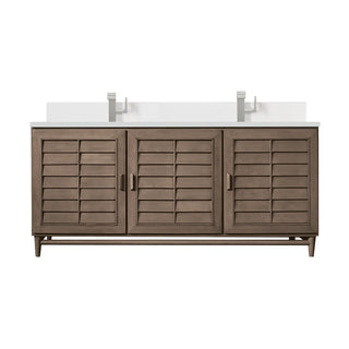 72 Inch Portland Freestanding Vanity in Whitewashed Walnut / White Zeus Top