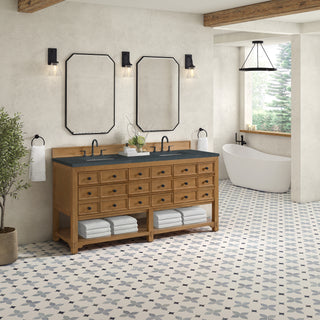 72 Inch Malibu Freestanding Vanity in Amber Birch / Charcoal Soapstone Top