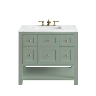 36 Inch Breckenridge Freestanding Vanity in Smokey Celadon / Ethereal Noctis Top