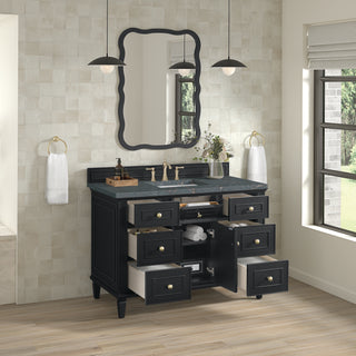 48 Inch Lorelai Freestanding Vanity in Black Onyx / Parisien Bleu Top