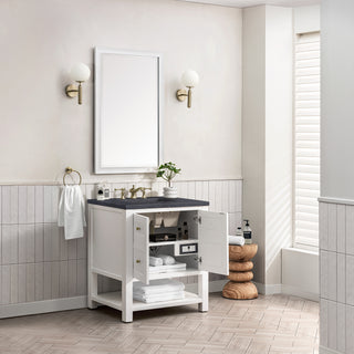 30 Inch Breckenridge Freestanding Vanity in Bright White / Charcoal Soapstone Top