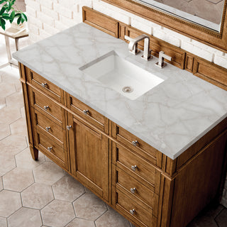 48 Inch Brittany Freestanding Vanity in Saddle Brown / Victorian Silver Top