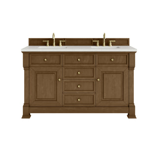 60 Inch Brookfield Freestanding Vanity in Honey Oak / Lime Delight Top