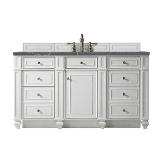 60 Inch Bristol Freestanding Vanity in Bright White / Parisien Bleu Top