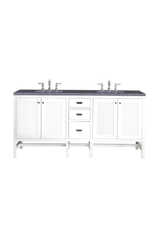 72 Inch Addison Freestanding Vanity in Glossy White / Charcoal Soapstone Top