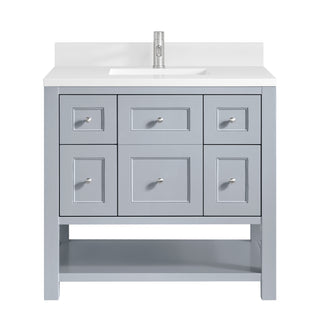 36 Inch Breckenridge Freestanding Vanity in Serenity Blue / White Zeus Top