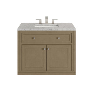 36 Inch Chicago Freestanding Vanity in Walnut Whisper / Eternal Jasmine Pearl Top