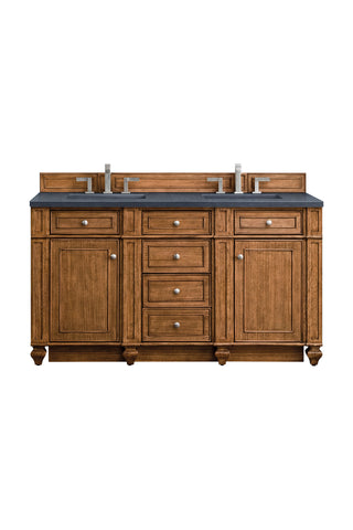 60 Inch Bristol Freestanding Vanity in Saddle Brown / Charcoal Soapstone Top