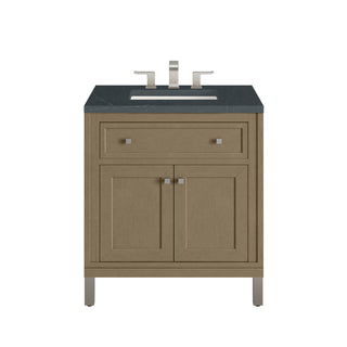30 Inch Chicago Freestanding Vanity in Walnut Whisper / Charcoal Soapstone Top