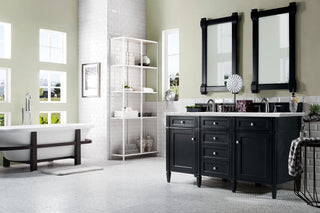 60 Inch Brittany Freestanding Vanity in Black Onyx / Ethereal Noctis Top