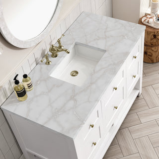 48 Inch Breckenridge Freestanding Vanity in Bright White / Victorian Silver Top
