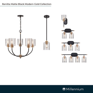 Renitta 1-Light Mini-Pendant Light Matte Black Modern Gold