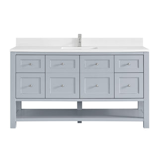 60 Inch Breckenridge Freestanding Vanity in Serenity Blue / White Zeus Top