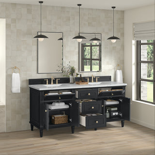 72 Inch Lorelai Freestanding Vanity in Black Onyx / Ethereal Noctis Top