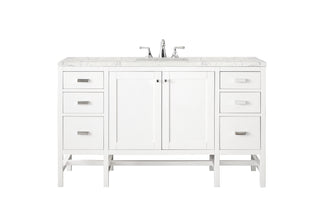 60 Inch Addison Freestanding Vanity in Glossy White / Eternal Jasmine Pearl Top