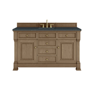 60 Inch Brookfield Freestanding Vanity in Pecan / Charcoal Soapstone Top