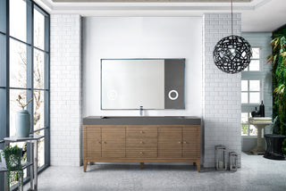 72.5 Inch Linear Freestanding Vanity in Whitewashed Walnut / Dusk Grey Glossy Top