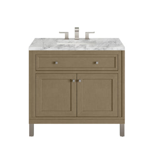 36 Inch Chicago Freestanding Vanity in Walnut Whisper / Carrara White Top