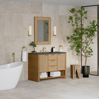 48 Inch Solene Freestanding Vanity in Seaside Oak / Parisien Bleu Top
