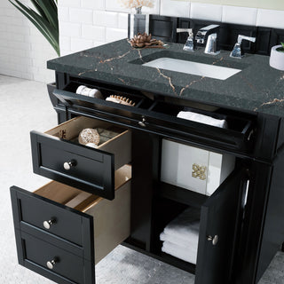 36 Inch Brittany Freestanding Vanity in Black Onyx / Parisien Bleu Top