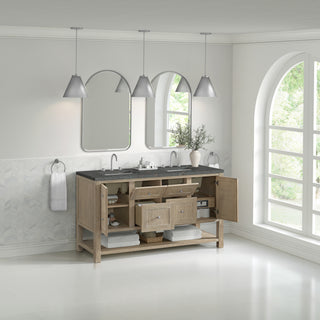 60 Inch Breckenridge Freestanding Vanity in Whitewashed Oak / Parisien Bleu Top