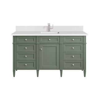 60 Inch Brittany Freestanding Vanity in Smokey Celadon / White Zeus Top