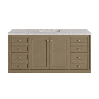 60 Inch Chicago Freestanding Vanity in Walnut Whisper / Eternal Jasmine Pearl Top
