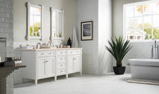 72 Inch Brittany Freestanding Vanity in Bright White / Eternal Marfil Top