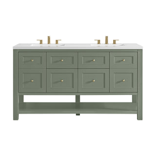 60 Inch Breckenridge Freestanding Vanity in Smokey Celadon / White Zeus Top