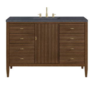 48 Inch Myrrin Freestanding Vanity in Mid-Century Walnut / Charcoal Soapstone Top