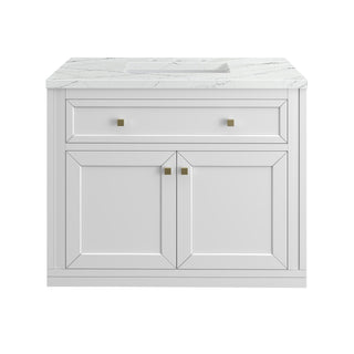 36 Inch Chicago Freestanding Vanity in Glossy White / Ethereal Noctis Top