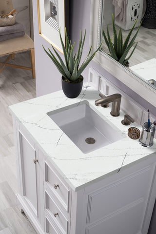 31.25 Inch De Soto Freestanding Vanity in Bright White / Ethereal Noctis Top